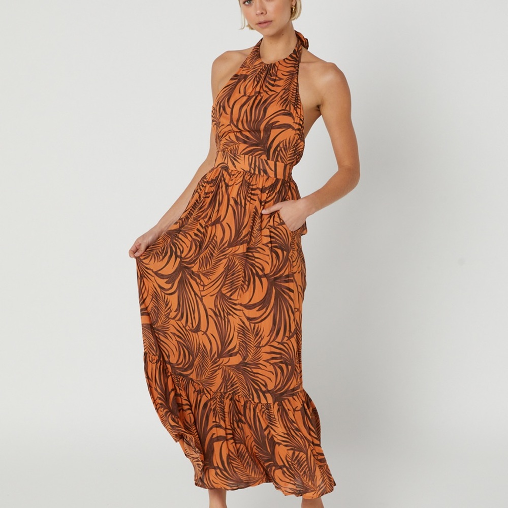 MinkPink size large Finley open back halter midi dress NWT - Picture 1 of 15